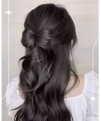 ヘアピース つけ毛 ワンタッチ リボン型 ヘアアレンジ クリップ ハーフアップ 簡単アレンジ ブラウン ブラック