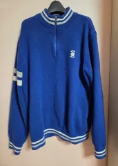 WIDE ANGLE ワイドアングル W.ANGLE ワイドアングル ブルー ハーフジップアップ ニット