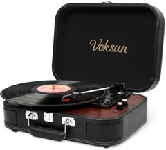 レコードプレーヤー Bluetooth送信と受信 USB録音可能 33/45/78回転 7/10/12インチレコード対応 スピーカー内蔵 ブラック