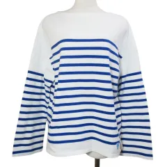 オーチバル ORCIVAL オーシバル 美品 バスクシャツ カットソー 長袖 ボーダー ボートネック プルオーバー 1 M相当 ホワイト ブルー /X