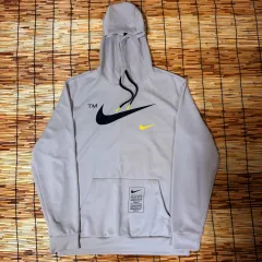 90s NIKE グレー ナイロン スウッシュ フーディー L