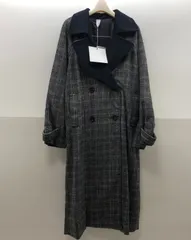 【未使用/タグ付き】MEAN NUNA レディース ロングコート ブラック チェック柄 Mサイズ ミーンヌナ KSKY10-9936