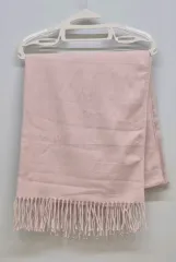 ピンク色 フリンジ ウール マフラー
