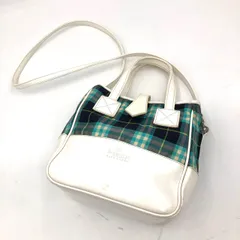 バーバリーブルーレーベル 2WAY ショルダーバッグ チェック 白 緑 ビンテージ