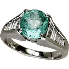 12号 パライバトルマリン 1.34ct ダイヤモンド 0.32ct リング・指輪 K18WGホワイトゴールド 18金  5.3g レディース 【中古】【真子質店】【NN】