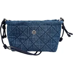 【Tory Burch/トリーバーチ】巾着 ポーチ ショルダーバッグ デニム インディゴブルー レディース 【中古】【真子質店】【BL】