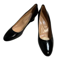  FABIO RUSCONI ファビオルスコーニ ラウンドトゥパンプス ハイヒール パンプス ブラック 黒 レディース 38【ZK40】