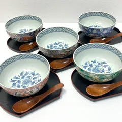 ◼︎未使用保管品◼︎【有田焼　和光園】京絵変り盆付多用鉢　5客　第一陶器