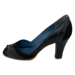 MARC JACOBS(マークジェイコブス) パンプス 36 レディース - 黒×ブルー オープントゥ/型押し加工 レザーのサムネイル