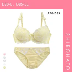 【SHIROHATO公式】【正規品・新品】サンエイ ギュピールレース 小花刺繍 ブラジャー ショーツ セット ABCD 盛り胸 谷間 プチプラ 美胸 モールドカップ 丸胸 SANEI(D80-L、D85-LL)