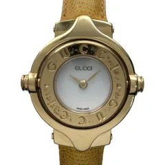 GUCCI(グッチ) 腕時計 - レディース 型押し加工/バングルウォッチ/回転文字盤 白