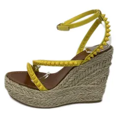 CHRISTIAN LOUBOUTIN(クリスチャンルブタン) サンダル 37 レディース美品  - イエロー×ベージュ ウェッジソール