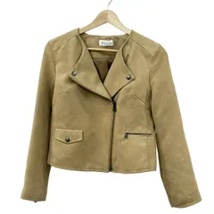 PLS+T(PLST)(プラステ) ライダースジャケット サイズXS レディース - ベージュ 長袖/フェイクスエード/春/秋