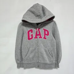 ベイビーGAP GAP 起毛 グレー ピンク フードジップアップ キッズ 3-4歳 1002