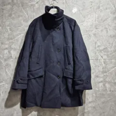 ネイビー ウール ハーフ コート