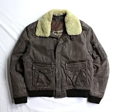 90s～00s ビンテージ 本革 ボンバージャケット フライトジャケット レザーブルゾン 襟ボア ショート丈 ダークブラウン AMERICANINO MA-1