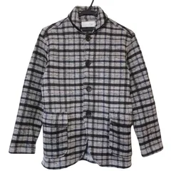 【美品】chloro クロロ　チェックジャケット　裏地フリース　黒　グレー　モノトーン　メンズ　38  オシャレ　暖かい　アウター　希少【ZK94】