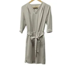 JUSGLITTY(ジャスグリッティー) ワンピース サイズ1 S レディース美品  - ベージュ Vネック/七分袖/ひざ丈