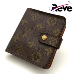 ルイヴィトン モノグラム コンパクトジップ 二つ折り財布 ブラウン