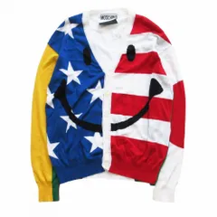 MOSCHINO モスキーノ スマイリー 星条旗柄 ニット カーディガン トップス 長袖 マルチカラー サイズ44 S メンズ 【中古】