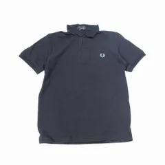 FRED PERRY フレッドペリー 英国製 M3 ポロシャツ 半袖 鹿の子 カノコ 月桂樹 ロゴ トップス サイズ40 L ネイビー メンズ 【中古】