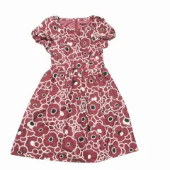 TO BE CHIC トゥービーシック 花柄 ワンピース 半袖 フレア Aライン ひざ丈 サイズ40 L レッド 赤 レディース 【中古】