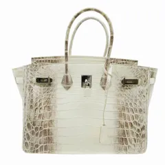 ヒマラヤ クロコダイル トートバッグ ワニ革 エキゾチックレザー  ホワイト系 レディース 【中古】