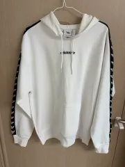 アディダス 白 3本線 フードTシャツ XL