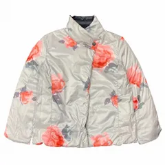 EMPORIO ARMANI エンポリオアルマーニ リサイクルナイロン リバーシブル ダウンジャケット ライダース ブラック 総柄 38 M 【中古】