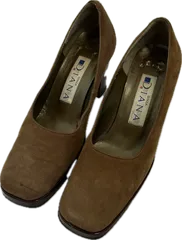  DIANAダイアナ　パンプス　靴シューズ　ブラウン　スエード　レディース　21 1/2サイズ【Z1755】