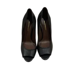  BRUNOMAGLI ブルーノマリ パンプス オープントゥ 大人上品 ブラック レディース【Z1746】