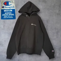 90s USA製 チャンピオン 墨黒パーカー M 刺繍ロゴ 最高のフェード感　ハルキの古着　URCHIN