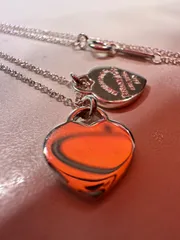 Tiffany&Co. リターントウ/ダブルハートネックレス SV×SV シルバー×シルバー  付属品　シルバー磨き布