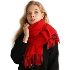 [qingchenbeauty] マフラー レディース 無地 やわらかい ストール レディース メンズ 温かい 軽い防寒 マフラー 冷え対策 大判 無地 男女兼用 春 秋 冬 用 無地防寒 パーティー 冷房対策 (赤)