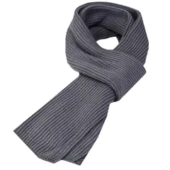 WHITE FANG(ホワイトファング) ロング マフラー 秋冬 防寒 無地 ニット 通勤 通学 黒 グレー ブラック メンズ MA017 (02:グレー)