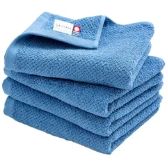 【新着商品】今治タオル フェイスタオル 4枚セット ブランド認定 日本製 速乾 高吸水 綿100% 国産 中厚 汗拭き 無地 Eve ブルー