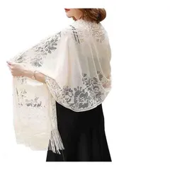 [RIIQIICHY] ストールレースショール結婚式ストールレディーマフラー 大判パーティー ベージュ1