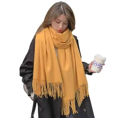 [qingchenbeauty] マフラー レディース 無地 やわらかい ストール レディース メンズ 温かい 軽い防寒 マフラー 冷え対策 大判 無地 男女兼用 春 秋 冬 用 無地防寒 パーティー 冷房対策 (梔子色)