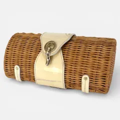 良品 kate spade ケイトスペード かごバッグ クラッチバッグ ハンドバッグ エナメル レザー ラタン カゴバッグ