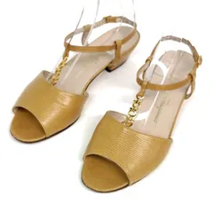 FERRAGAMO フェラガモ サンダル 7.5C リザード アンクルストラップ ガンチーニ