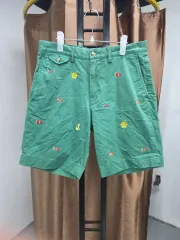 ラルフローレン グリーン エンボス 刺繍 ハーフパンツ