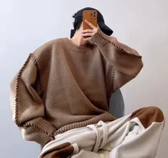 オーバーサイズ ニットウェア セーター 韓国 ルーズ ユニセックス 秋冬