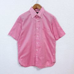 M　BURBERRY LONDON　濃ピンクチェックの半袖シャツ バーバリーロンドンBURBERRY LONDON コットンボタンダウン半袖シャツ