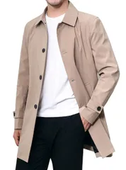 【特価セール】トレンチコート ビジネス カジュアル アウター フォーマル ミディアム丈 ミドル メンズ 美シルエット スリムフォルム コート レインコート ロングジャケット MA04