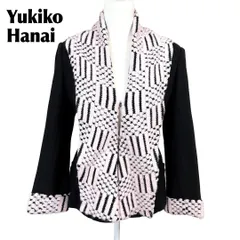 Yukiko Hanai 長袖ウールジャケット 8 黒×薄ピンク 総柄