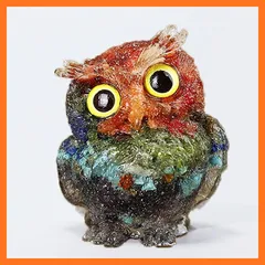 【新品】 RemeeHi ふくろう 置物 天然石 樹脂 ミニ梟 フクロウ 梟 開運グッズ 風水 インテリア 家の装飾品 アメジスト (六色), B-017 0