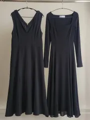 ブラック ロング ONE PIECE 2着 セット (ノースリーブ/長袖)