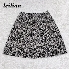 【美品】 Leilian ふくれ加工ふくれひざ丈スカート 11 ブラック