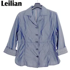 【美品】 Leilian レリアン 11 綿 薄手 7部丈 ジャケット ブルー