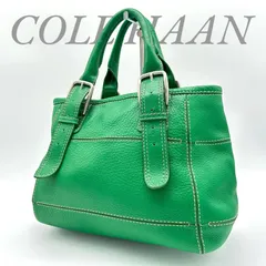 【B4551】 COLE HAAN コールハーン ハンドバッグ オールレザー シボ革 グリーン ベルトデザイン